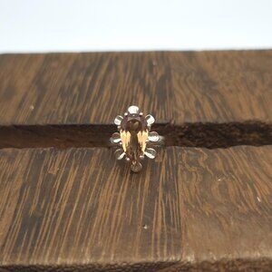 Size 6.5 Sterling Silver Unique Setting Cubic Zirconia Gem Ring A1004